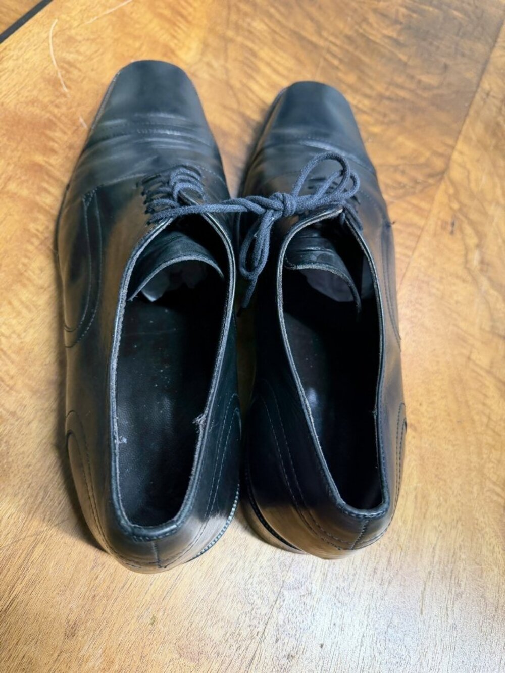 Vtg Donald J Pliner Men’s 10 M Black Leather Oxford Derby Cap Toe Dress shoes - Picture 7 of 8